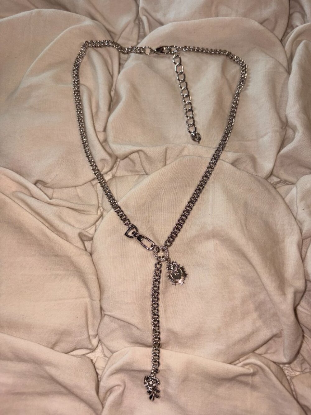 Free People Silver Layered Chain Sun Charm Necklace - Picture 2 of 2